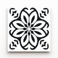 Minimalistic Black And White Floral Tile With Ornate Mandalas