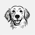 Minimalistic Black And White Golden Retriever Face Illustration