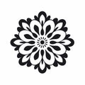 Minimalistic Black And White Mandala Flower Icon
