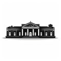 Minimalistic Black And White Museum Building Illustration