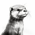 Minimalistic Black And White Otter Illustration