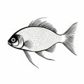 Black And White Fish Illustration Vector In Raina Telgemeier Style