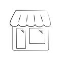 Minimalistic black and white storefront icon with canopy Royalty Free Stock Photo