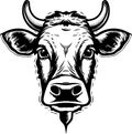 Cow - black and white isolated icon - vector illustration