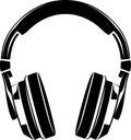 Headphone - black and white isolated icon - vector illustration Royalty Free Stock Photo