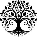 Tree of life - minimalist and flat logo - vector illustration Royalty Free Stock Photo