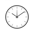 Minimalistic black and white wall clock design, featuring a circular shape with simple Royalty Free Stock Photo