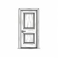 Minimalistic Black And White Wooden Door Drawing