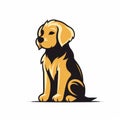 Minimalistic Black And Yellow Golden Retriever Mascot Illustration