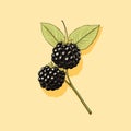 Minimalistic Blackberry Illustration On Light Yellow Background