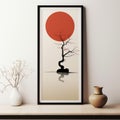 Minimalistic Bonsai Tree Art Print With Graceful Balance