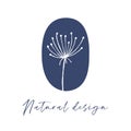 Minimalistic botanical logo. Plant, eco-friendly, elegant, delicate, hand-drawn emblem