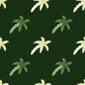 Minimalistic botany exotic seamless pattern with little simple white and green palm tree ornament Royalty Free Stock Photo