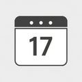 Minimalistic calendar icon displays the number 17 prominently Royalty Free Stock Photo