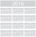 Minimalistic 2016 calendar