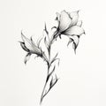 Minimalistic Campanula Poscharskyana Palm Drawing On White Background Royalty Free Stock Photo