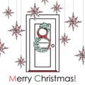Minimalistic card design on Christmas and holiday theme with hand-drawn elements in vintage colors Royalty Free Stock Photo