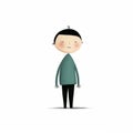 Minimalistic Cartoon Boy In Green Shirt: Whimsical Children\'s Book Illustration Style