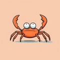 Minimalistic Cartoon Crab Illustration On Soft Beige Background
