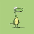 Minimalistic Cartoon Crocodile: Charming And Gentle Comic Strip-esque Art