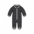 Minimalistic Cartoon Design Of Child\'s Onepiece With White Stripes