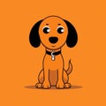 Minimalistic Cartoon Dog On Orange Background