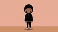 Minimalist Cartoon Kid With Hoodie Vector Illustration