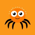 Minimalistic Cartoon Spider Design On Orange Background