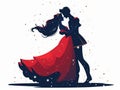 Minimalistic Cartoon Style: Princess Dancing with Prince at Royal Ball AI Generated