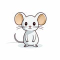 Minimalistic Cartoon: White Chinchilla And Mouse On White Background Royalty Free Stock Photo