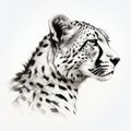 Minimalistic Cheetah Head Sketch In Realistic Style With Solarization Effect Royalty Free Stock Photo