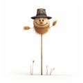 Minimalistic Childbook Scarecrow On Stick - 32k Uhd