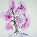 Minimalistic Chinese pink tree.