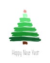 Minimalistic Christmas greeting card design. Simple hand drawn spruce tree. Royalty Free Stock Photo