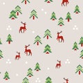 Minimalistic Christmas Pineforest with Deer on light background