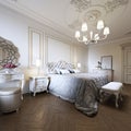Minimalistic classic bedroom, light interior design