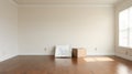 Minimalistic And Clean Empty Room With Boxes In Hampton Bays Royalty Free Stock Photo