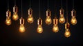 Minimalistic Clean Image of Decorative Antique Retro Edison Light Bulbs on Dark Background AI Generated