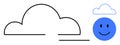 Minimalistic Cloud and happy Face Illustration with Bold Black Outlines Royalty Free Stock Photo