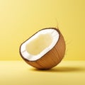 Minimalistic Coconut Fruit Design On Yellow Background