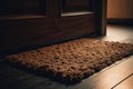 Minimalistic coir doormat on wooden flooring