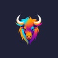 Minimalistic Colored Buffalo Illustration Royalty Free Stock Photo