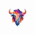 Minimalistic Colored Buffalo Illustration Royalty Free Stock Photo