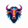 Minimalistic Colored Buffalo Illustration Royalty Free Stock Photo