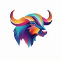 Minimalistic Colored Buffalo Illustration Royalty Free Stock Photo