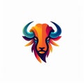Minimalistic Colored Buffalo Illustration Royalty Free Stock Photo