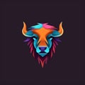 Minimalistic Colored Buffalo Illustration Royalty Free Stock Photo