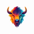Minimalistic Colored Buffalo Illustration Royalty Free Stock Photo