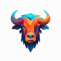 Minimalistic Colored Buffalo Illustration Royalty Free Stock Photo