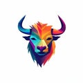 Minimalistic Colored Buffalo Illustration Royalty Free Stock Photo